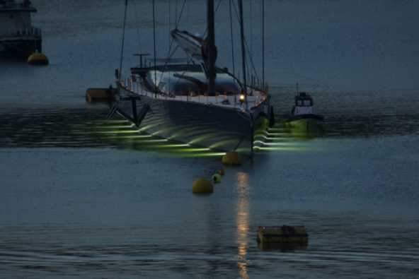 12 July 2023 - 21:54:23
As dusk arrived the crew turned on the charm. The underwater lights.
-----------------
57m superyacht Ngoni in Dartmouth at night